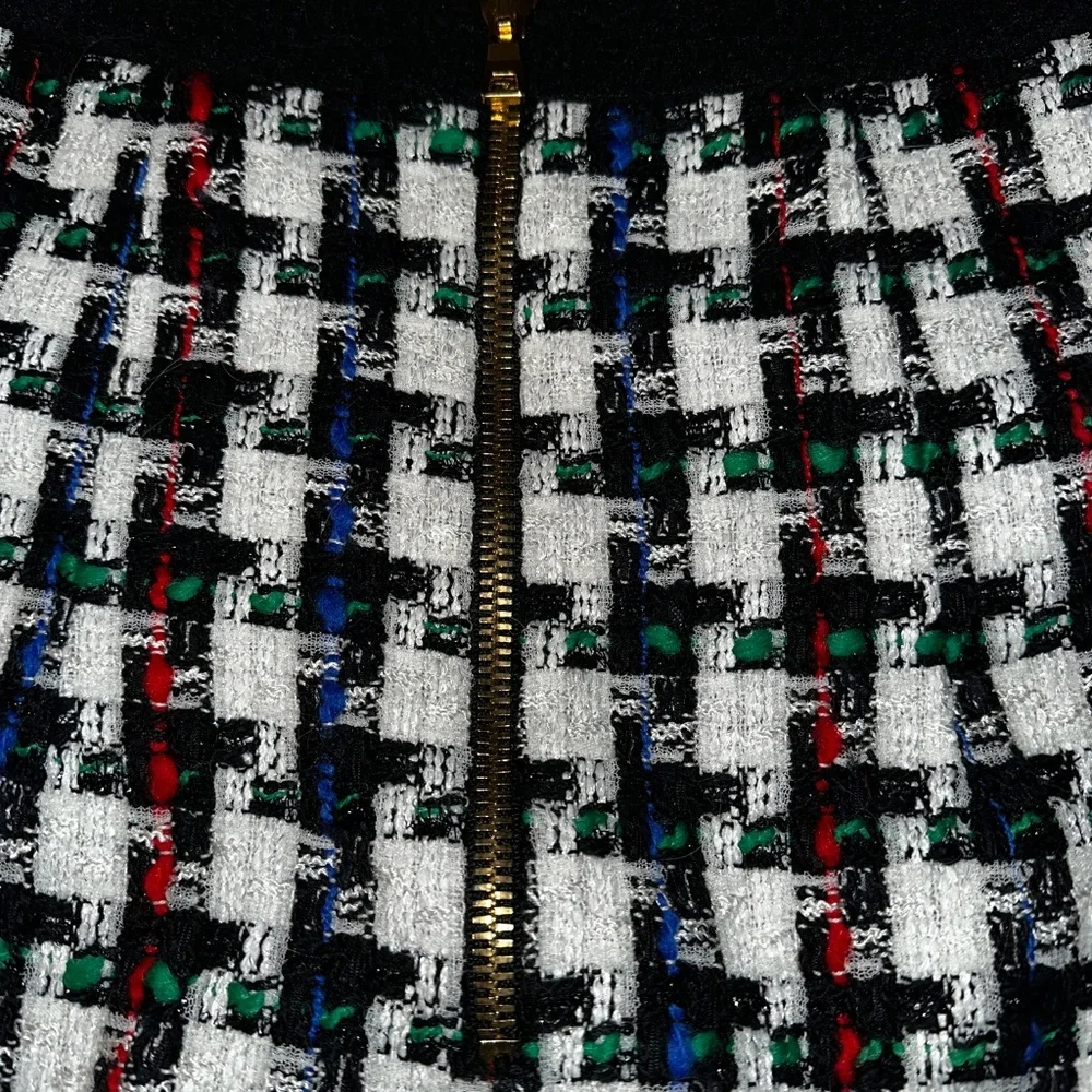 New Balmain Button Embellished Houndstooth Tweed Mini Skirt Size 40 - Picture 13 of 13